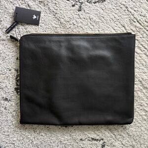 KIKO Leather Black Zip Laptop Work Portfolio